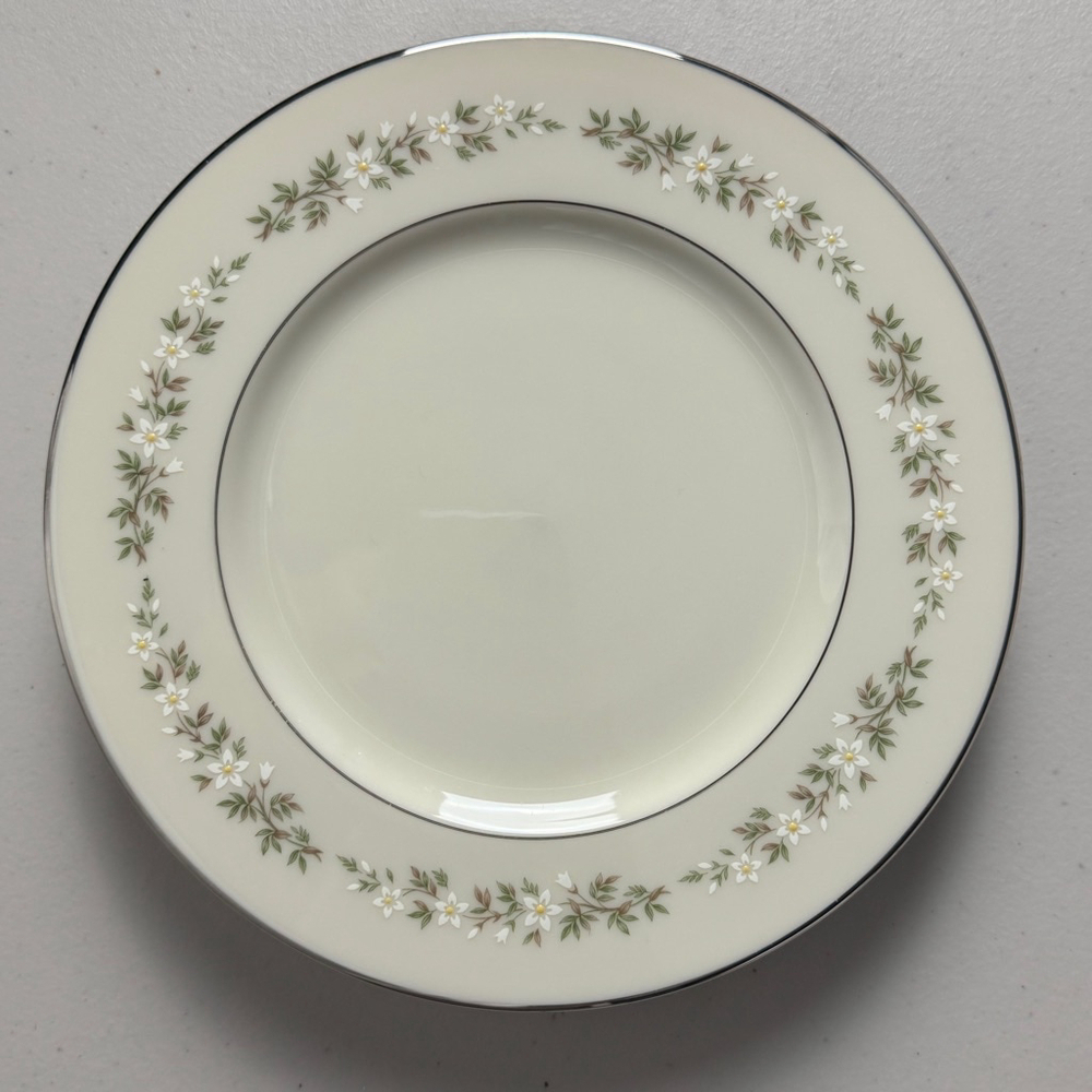 Lenox Brookdale Salad Plate, 8.25 in, Off-White with Floral Design set of 4